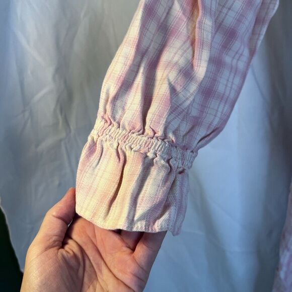 Erika Taylor Vintage Flannel Nightgown Pink Plaid Lace Bodice Long Cotton Sz MD - Picture 3 of 11